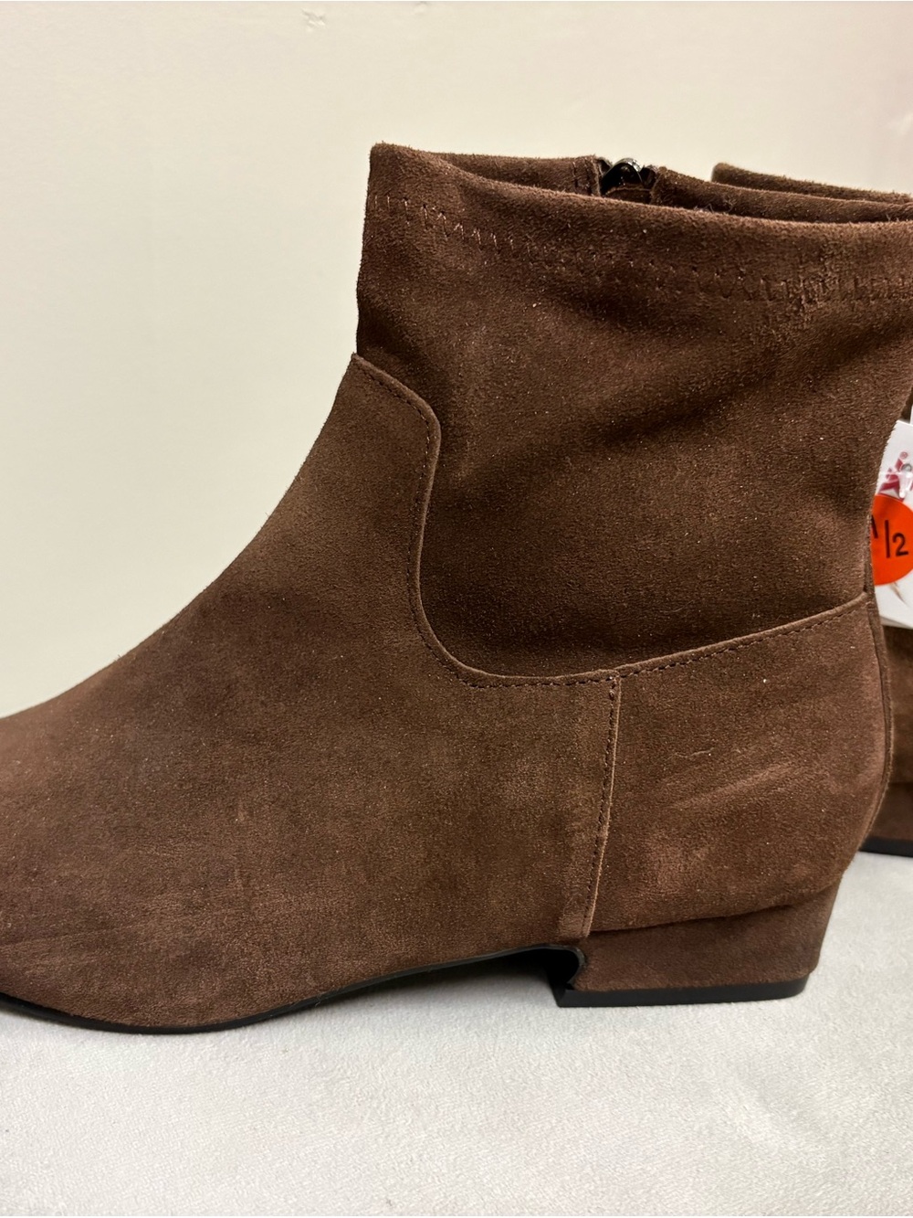 Jason Wu Brown Suede Ankle Booties with Side Zip - Picture 3 of 7